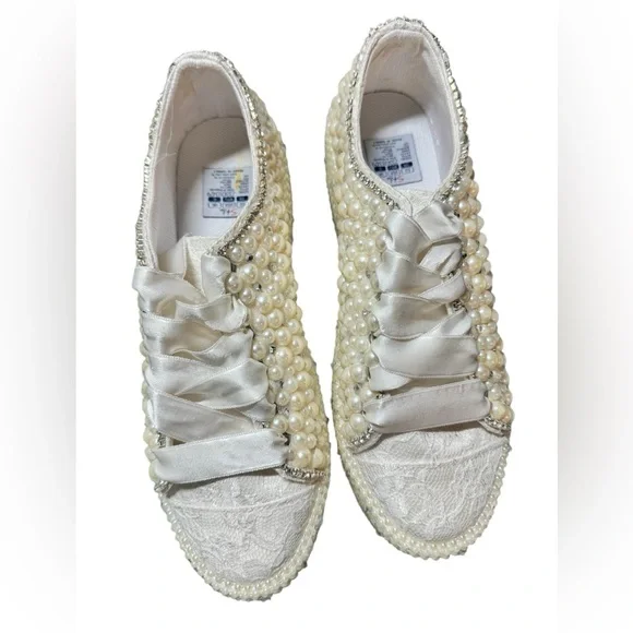 Stilo Cream Textured Espadrilles with Shimmery Finish|Made in Turkey. - Picture 7 of 12